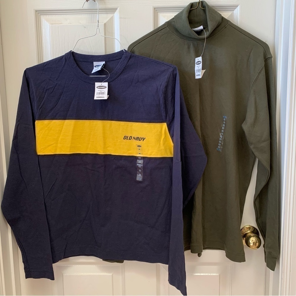 OLD NAVY bundle olive turtleneck navy blue crew neck long sleeve shirts neutral